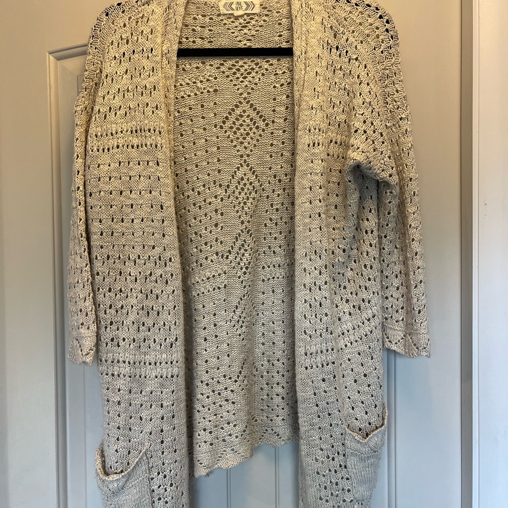 Women's Cream Open-Knit Sweater